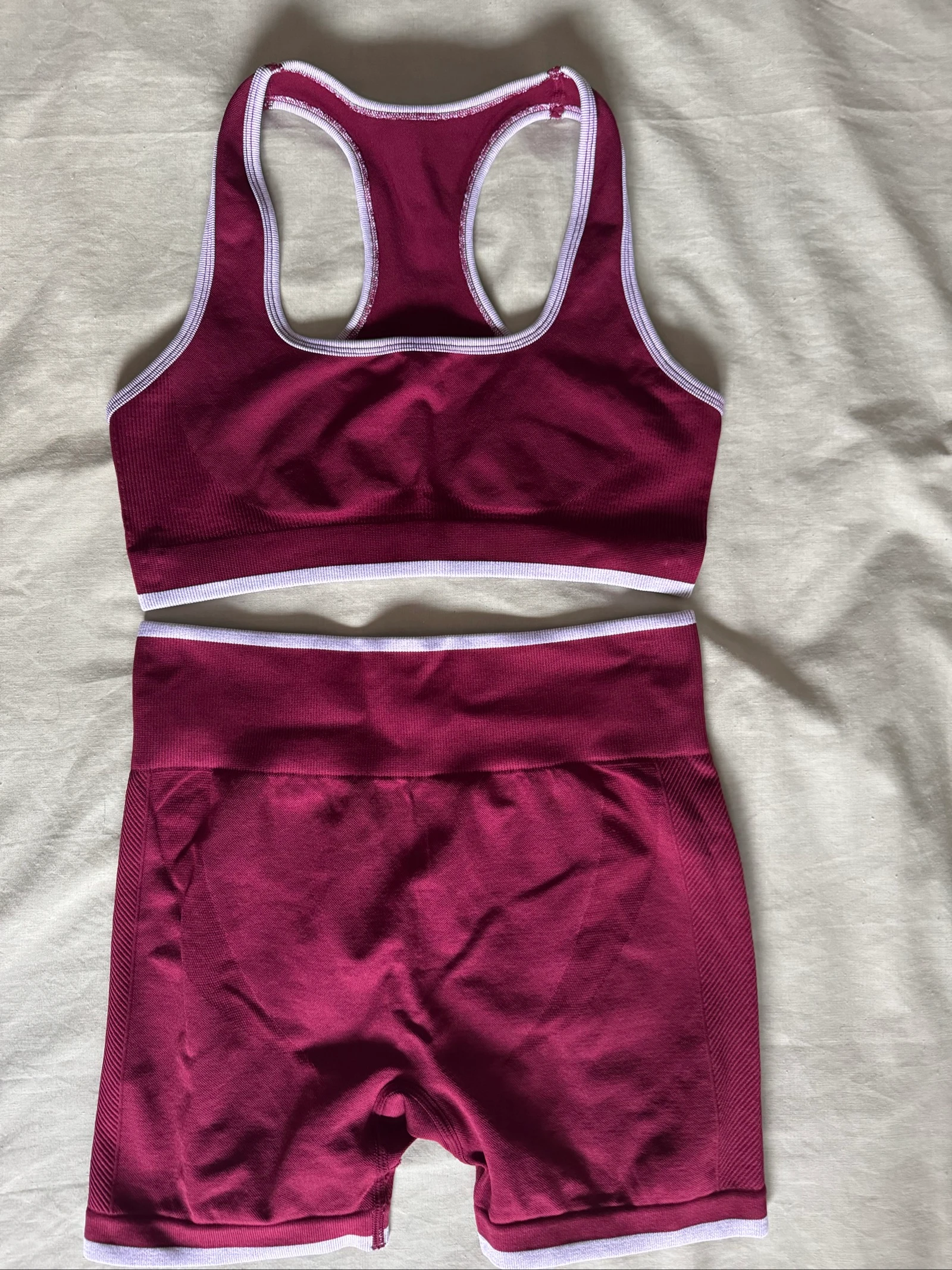 Burgundy Sports Set M | Top + High-Waisted Shorts | Fitness, Gym & Yoga – photo 2